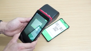 Demonstração de operação de pagamentos seguros da máquina POS Wisecard T80N